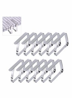 Buy Outdoor Tablecloth Clips, 12 Pcs Large Table Cover Clamps for 2 Inch Thick Tables, Flexible Stainless Steel Picnic Cloth Clips Holders Home Party & Picnic(Silver) in Saudi Arabia