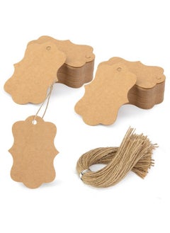 Buy 150Pcs Brown Paper Kraft Gift Tags With String For Gift Wrapping Price Cookies Cupcake Tags in UAE