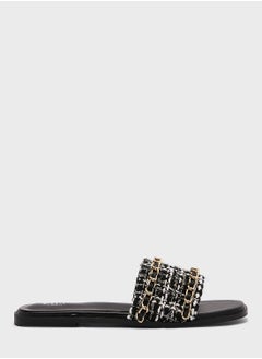 Buy Boucle Chain Detail Flat Sandal in UAE