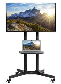 اشتري Black Rolling TV Cart for 32" to 65" LCD LED Plasma Flat Panel Screen | Mobile Stand with Wheels (STAND-TV03E) في الامارات