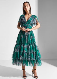 Buy Floral Ruffle Detail Dress in Saudi Arabia