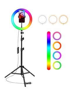 Buy 36cm / 14.17inches 3K mAh LED Photography Ring Light & Multi color up to 50 light modes With Tripod Stand Mobile Stand for Video Shooting Studio Photo Makeup Meeting Group Selfie Live Streaming Etc.. in Saudi Arabia