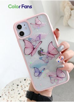 Buy Butterfly Pattern Protective Case for iPhone 12 Fall Resistant Suitable for Women Pink in Saudi Arabia