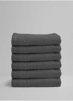 Buy 6 Pieces Face Towel by La'Marvel, Granite Grey 550 GSM 100% Cotton Luxury Home Towels in Saudi Arabia