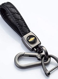 اشتري KASTWAVE Genuine Leather Car Logo Keychain for Chevrolet Car, Business Key Chain Suit Alloy Metal Chain Keyring Styling Decoration Accessories Keyring with Logo Gift for Women and Men (Black) في الامارات