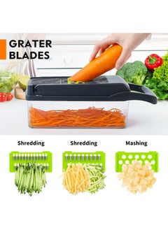 Buy 16 in 1 Multifunctional Professional Onion Vegetable Chopper, Kitchen Vegetable Cutter with 8 Blades, Garlic Carrot Cutter with Container in Egypt