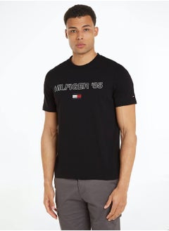 Buy Men's Hilfiger 1985 Collection Featuring a Crew Neck T-Shirt - Cotton, Black in Saudi Arabia