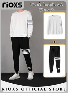 Buy Men's 2 Pieces Athletic Tracksuit Casual Workout Sportswear Set Crew Neck Long Sleeve Hoodie & Jogging Sweatpants in Saudi Arabia