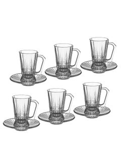 Buy Luminarc French glass tea set of 6 cups and 6 saucers in Saudi Arabia