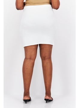 اشتري Women Plus Size Plain Skirt, White في الامارات