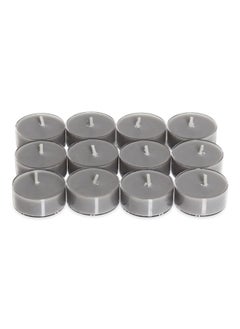 Buy Basic 12 - Pieces Velvet Rose Tealight Candle Set Grey in UAE