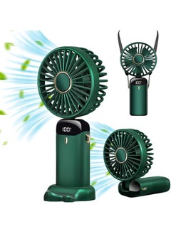 Buy Mini Handheld Fan, Portable Personal Fan Neck Fan 90° Adjustable USB Rechargeable 3000mAh Small Desktop Fan 5 Speed for Home Office Travel (3000mAh, Green) in UAE