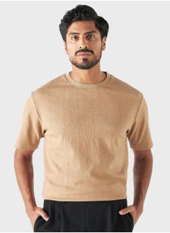 Buy Textured Crew Neck T-Shirt in Saudi Arabia