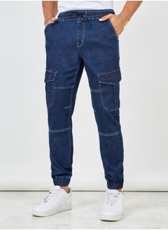 اشتري Premium Stretch Mid Rise Cargo Cuffed Hem Jeans في السعودية