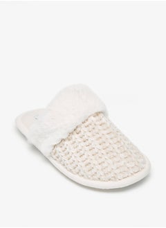 Buy Plush Textured Slip On Bedroom Mules By Shoexpress in UAE