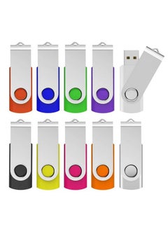 Buy 64Gb Usb 2.0 Flash Drives 10 Pcs Memory Stick Swivel Thumb Drives Pen Drives (Mixcolored) in UAE