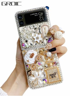 اشتري For Samsung Galaxy Z Flip 4 5G Case,3D Handmade Sparkle Stunning Stones Crystal Diamond Bling Glitter Hard PC Phone Shell,Back Cover Case for Galaxy Z Flip 4 في الامارات