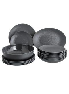 Buy Melamine dinner set 20 pieces matte grey color in Saudi Arabia