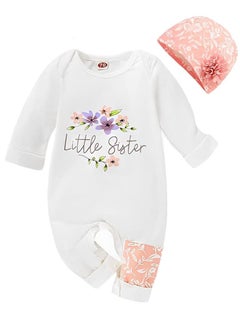 اشتري Newborn Baby Girl Clothes Set, Onesie Romper Bodysuit with Floral Hat, Adorable Infant Floral Overall Sleepsuit, Fits 6-9 Months, Cute Outfit في السعودية