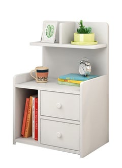 اشتري Sharpdo Nightstands Home Bedside Storage Cabinet With Shelf And 2 Drawers White في السعودية