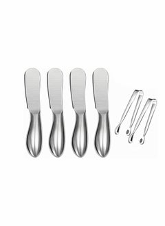 Buy Spreader Knife Set, 6 Pack Cheese Butter Spreader Knives, and Mini Serving Tongs, Stainless Steel Multipurpose Butter Knives, Suitable for Home or Cake Shop in UAE