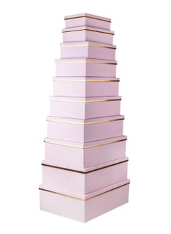 Buy Paper Gift Box Set | Elegantly Crafted Packaging Solution for All Occasions | 10pcs Set - Pink in UAE