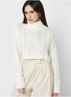 Buy High Neck Cropped Sweater in Saudi Arabia