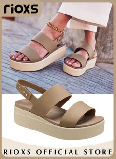 Buy Brooklyn Low Wedges Platform Sandals Comfy Open Toe Flats for Casual Beach in UAE