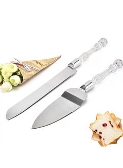 اشتري Gorgeous Wedding Cake Knife and Server Set, Stainless Steel, Fine Luxury Cake Cutting Set (Silver) في الامارات