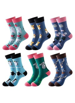 Buy 6 Pairs Men's Colorful Dress Socks Novelty Funny Fancy Funky Patterned Crew Sock Casual Crazy Socks for Men, Gifts for Men Dad Grandpa in Saudi Arabia