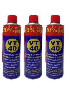 Buy 500ml VT-40 (Pack of 3) Anti Rust Remover & Lubricant, Multi-Use Product Spray With Heavy Duty Formula in UAE