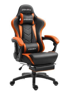 اشتري Dowinx Gaming Chair Ergonomic Racing Style Recliner with Massage Lumbar Support, Office Armchair for Computer PU Leather E-Sports Gamer Chairs with Retractable Footrest (Black&Orange) في الامارات