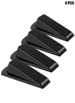 Buy Door Stoppers, 4 Pack Premium Rubber Stoppers Wedge, Stops for Carpet Heavy Duty Door, Bottom of on Tile, Concrete, Carpet, Wooden Floor (Black) in Saudi Arabia