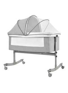 اشتري 3 in 1 Baby Folding Crib Portable Cosleeping Bed With Adjustable Bedside And Sleeper 6-12 Months Grey في السعودية
