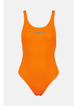 اشتري Women Brand Logo One Piece Swimsuit, Orange في السعودية