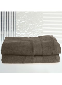 Buy 2 Piece Bathroom Towel Set BRAVO 550 GSM 100% Combed Cotton Terry 2 Bath Towel 70X140 cm Gentle Touch Extremely Absorbent Every Day Use Chocolate Brown in UAE