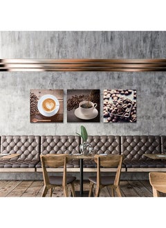 اشتري 3-Piece Lorena Coffee Stretched Canvas 40x40x1.8cm في الامارات