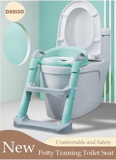 Buy Kids' Potty Training Toilet Seat , Toddler Toilet Seat With Step Stool Ladder, Foldable Toddler Potty Seat For Toilet With Non-Slip Design, Adjustable Height For Baby Kids 2 To 5 Years Boys Girls Green in UAE