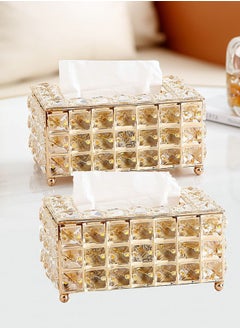 Buy 2-Pieces Elegant European Crystal Tissue Box for High-End Decor in UAE