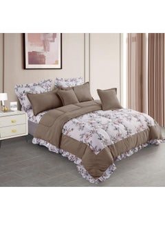 Buy Super King 8 Pieces Comforter set Ruffle Bedding Set, Cotton and Polyester Quality Dorm, Duvet( 240*260cm) in UAE