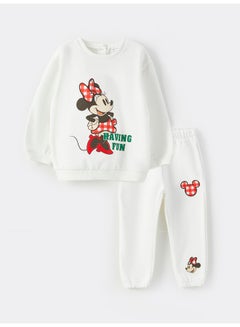 Buy Crew Neck Long Sleeved Minnie Mouse Printed Baby Girl Sweatshirt and Tracksuit Bottom 2-Pack Set in Egypt