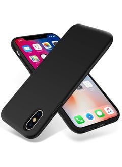 Buy Compatible with iPhone Xs Max Case 6.5 Inch Slim Liquid Silicone 4 Layers Soft Gel Rubber Shockproof Protective Phone Case with Anti Scratch Microfiber Lining (Black) in Egypt