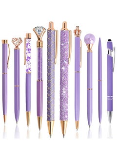 اشتري 10 Pcs Ballpoint Pens Set Party Favors for Kids white Gifts white Pens for Women Girls Office Supplies School Supplies Black Ink Metal Crystal Diamond Pens في السعودية