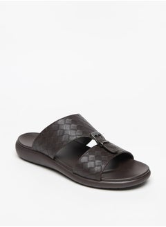 Buy Men's Weaved Slip-On Sandals with Buckle Detail in UAE