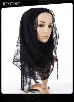 Buy Solid Color Women Muslim Headwear Wearable Traditional Wear Long Fashion Head Scarf for Ladies All Seasons Hijab Black One Size in Saudi Arabia