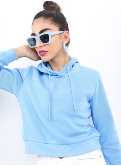 Buy Cropped Solid Hooded Sweatshirt in Saudi Arabia