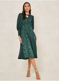 Buy Jacquard Keyhole Neck A-Line Midi Dress in Saudi Arabia