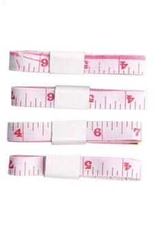 Buy 4-Piece Measuring Tape Set White/Pink 150cm in Saudi Arabia