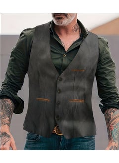 اشتري Mens clothing 2024 new independent station Amazon European and American vest mens coat vest mens wholesale supplydark gray dark gray في الامارات