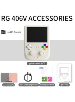 اشتري RG406V Handheld Game Console Unisoc T820 Android 13 4-inch IPS multi-touch screen 5500mAh 5G WIFI Bluetooth Retro Video Players (White 128G) في الامارات